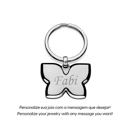 CHAVEIRO BORBOLETA PERSONALIZÁVEL EM AÇO. MED 5,5CM ROMMANEL 260005