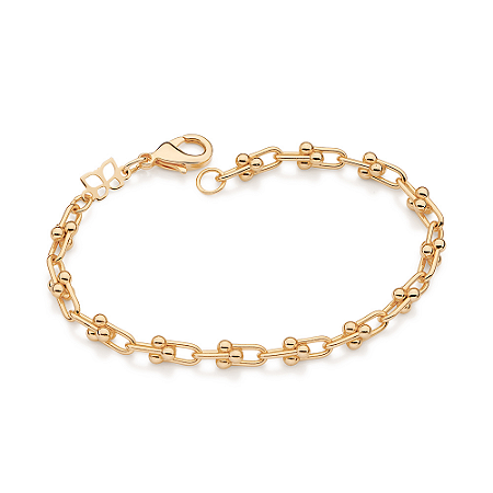 PULSEIRA FOLHEADO A OURO ELOS OVAIS COM BOLAS. MED 19CM ROMMANEL 552242