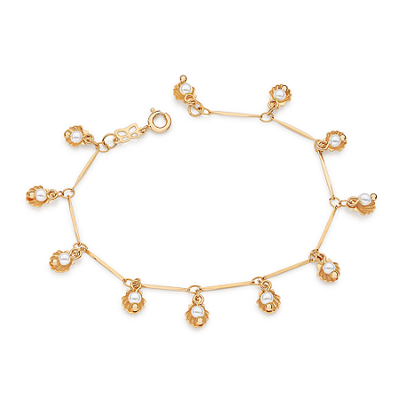 PULSEIRA CONCHAS FOLHEADO A OURO COM PÉROLAS. MED 18CM ROMMANEL 552243