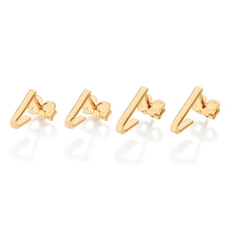 KIT BRINCOS TRIANGULAR FOLHEADO A OURO ROMMANEL 527649