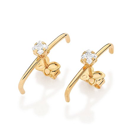 EAR HOOK FOLHEADO A OURO COM ZIRCÔNIA. MED 1,9CM ROMMANEL 527644
