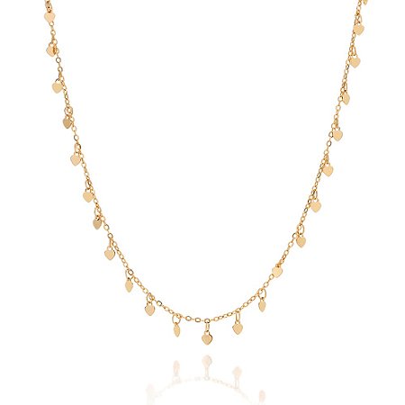 GARGANTILHA FOLHEADO A OURO COM CORAÇÕES. MED 42CM ROMMANEL 532657