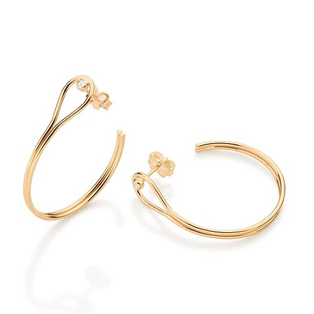 ARGOLA FIO DUPLO FOLHEADO A OURO COM ZIRCÔNIA. MED 3,1CM ROMMANEL 527647