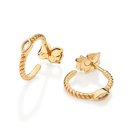 ARGOLA FOLHEADO A OURO COM ZIRCÔNIA NAVETE. MED 1,3CM ROMMANEL 527645
