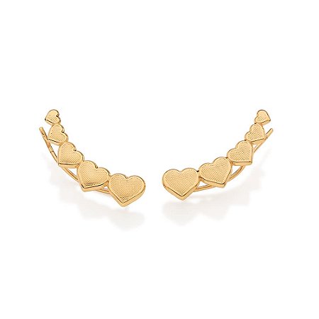 EAR CUFF FOLHEADO A OURO CORAÇÕES TRABALHADOS. MED 3CM ROMMANEL 527642