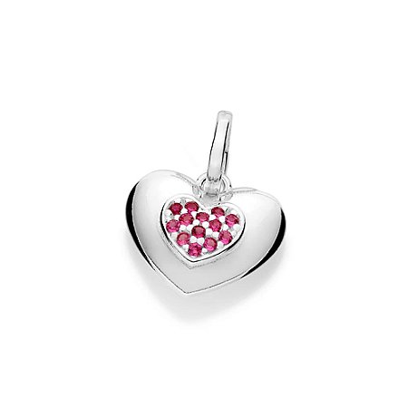 PINGENTE PRATA 925 CORAÇÃO ABAULADO COM ZIRCÔNIAS. MED 1,9CM ROMMANEL 840329