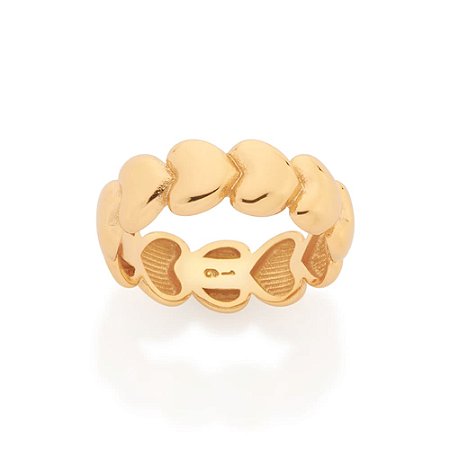 ANEL FOLHEADO A OURO CORAÇÕES ABAULADOS ROMMANEL 513665