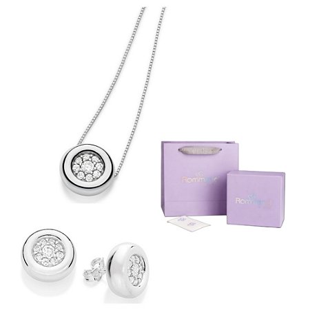 CONJUNTO BOLD COM ZIRCÔNIA BRINCOS + GARGANTILHA + PULSEIRA FOLHEADO A OURO + EMBALAGEM EXCLUSIVA ROMMANEL