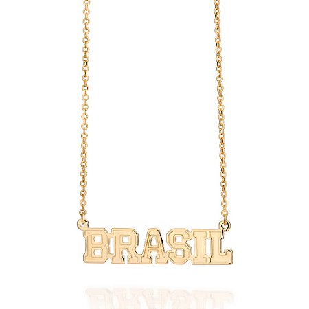 GARGANTILHA FOLHEADO A OURO COM PINGENTE BRASIL. MED 55CM ROMMANEL 532662