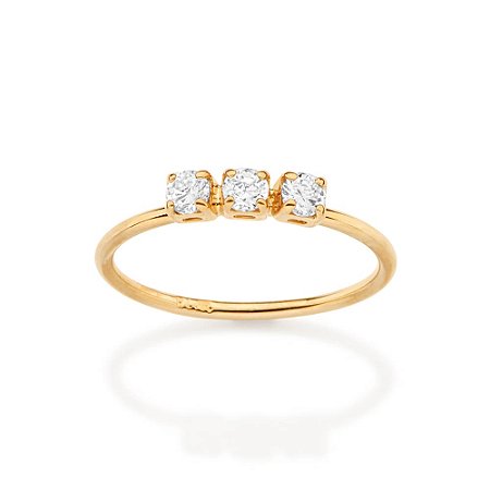 ANEL SKINNY FOLHEADO A OURO COM ZIRCÔNIAS ROMMANEL 513670