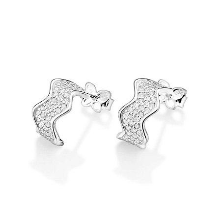 ARGOLA PRATA 925 FORMATO SIANINHA COM ZIRCÔNIAS. MED 1,1CM ROMMANEL 820344