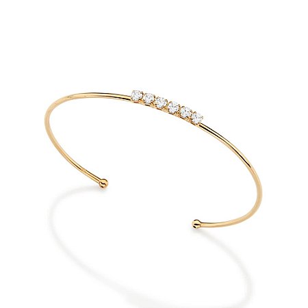 BRACELETE FOLHEADO A OURO COM ZIRCÔNIAS. MED 6CM DE DIÂMETRO ROMMANEL 552249