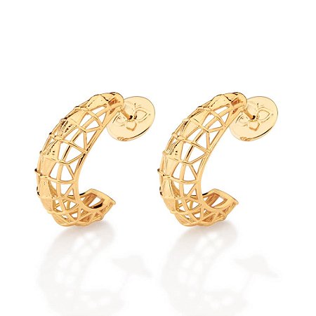 ARGOLA FOLHEADO A OURO BALÕES E DETALHES VAZADOS. MED 2,8CM ROMMANEL 527654