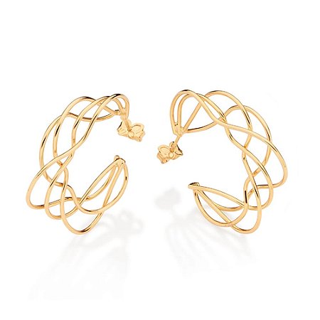 ARGOLA FOLHEADO A OURO ORGÂNICA. MED 3,6CM ROMMANEL 527662