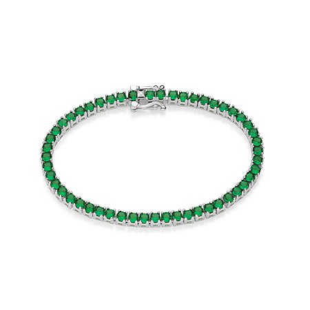 PULSEIRA RIVIERA PRATA 925 COM ZIRCÔNIAS VERDE. MED 17CM ROMMANEL 850132