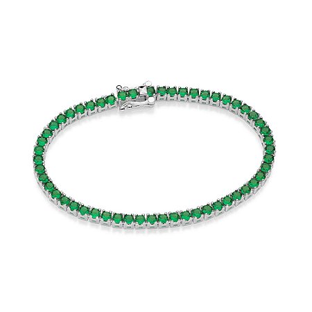 PULSEIRA RIVIERA PRATA 925 COM ZIRCÔNIAS VERDE. MED 18CM ROMMANEL 850133