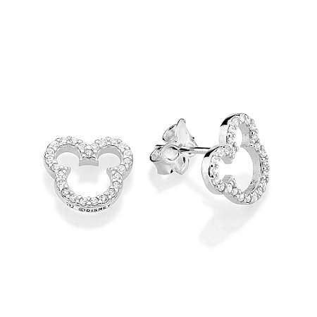 BRINCO PRATA 925 MICKEY VAZADO COM ZIRCÔNIAS. MED 1CM ROMMANEL 820345