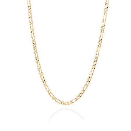GARGANTILHA FOLHEADO A OURO ELOS BATIDOS 3X1. MED 50CM ROMMANEL 532640