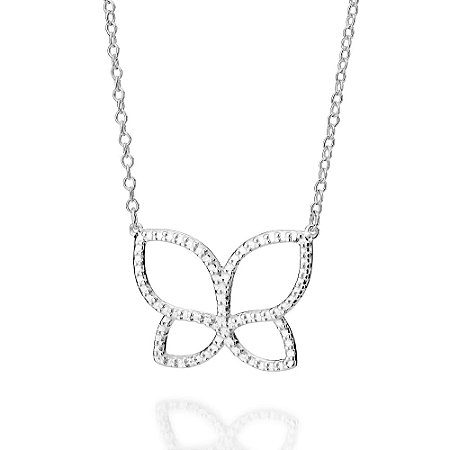 GARGANTILHA PRATA 925 BORBOLETA VAZADA COM ZIRCÔNIAS. MED 45CM ROMMANEL 830170
