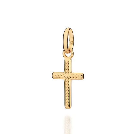 PINGENTE MASCULINO FOLHEADO A OURO CRUZ TEXTURIZADA. MED 2,2CM ROMMANEL 543019