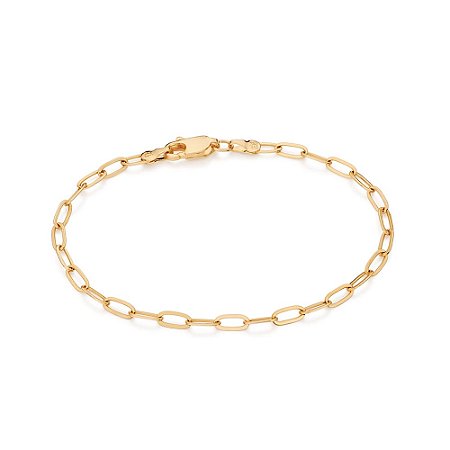 PULSEIRA MASCULINA FOLHEADO A OURO ELOS OVAIS BATIDOS. MED 16CM ROMMANEL 552165