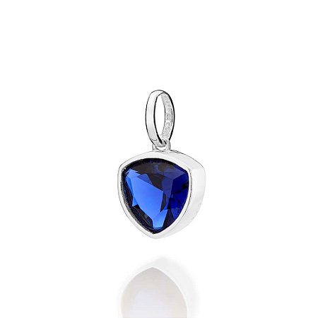 PINGENTE MASCULINO SOLITÁRIO PRATA 925 COM ZIRCÔNIA TRILLION AZUL. MED 1,8CM ROMMANEL 840347