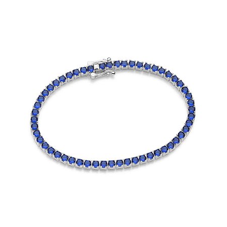 PULSEIRA MASCULINA RIVIERA PRATA 925 COM ZIRCÔNIAS AZUL ESCURO. MED 18CM ROMMANEL 850135
