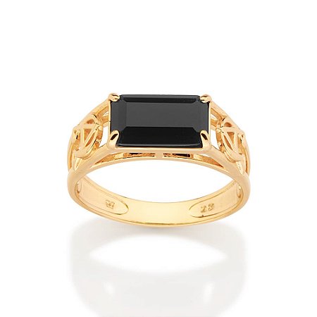ANEL MASCULINO FOLHEADO A OURO ALFA E ÔMEGA ROMMANEL 513672