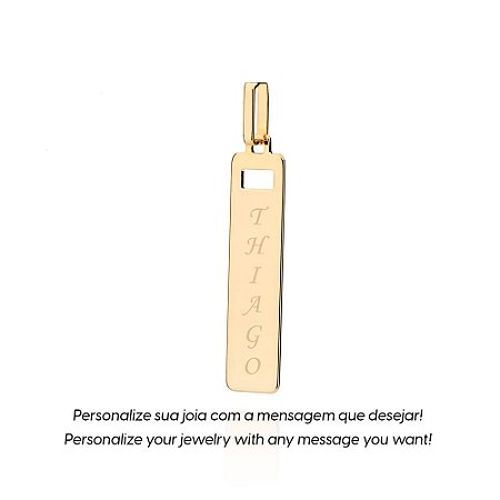 PINGENTE MASCULINO PERSONALIZÁVEL FOLHEADO A OURO RETANGULAR. MED 3,9CM ROMMANEL 543020
