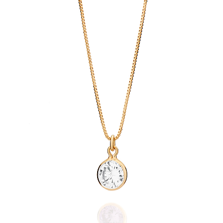 GARGANTILHA PONTO DE LUZ FOLHEADO A OURO COM ZIRCÔNIA. MED 45CM ROMMANEL 532658