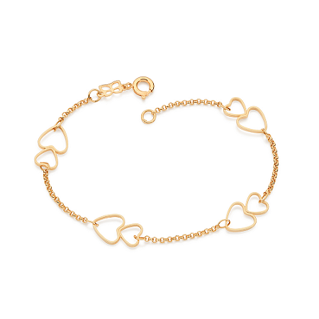 PULSEIRA CORAÇÕES VAZADOS FOLHEADO A OURO. MED 18CM ROMMANEL 552260