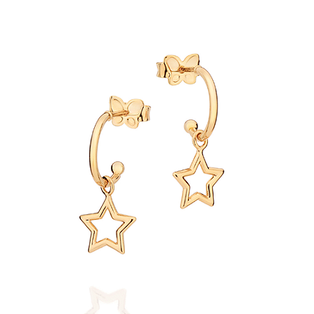 ARGOLA FOLHEADO A OURO COM ESTRELA VAZADA. MED 2,10CM ROMMANEL 527567
