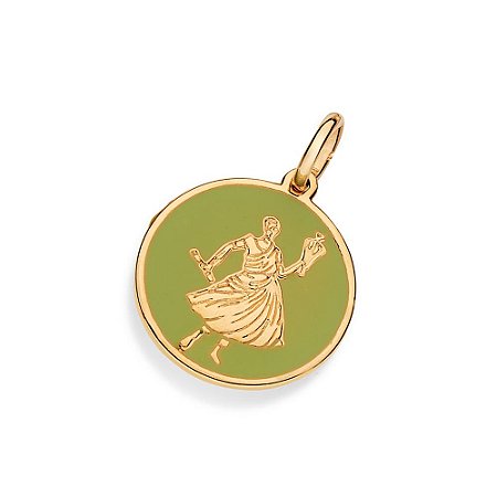 PINGENTE MEDALHA FOLHEADO A OURO OSSAIN COM APLICAÇÃO DE RESINA. MED 3,6CM ROMMANEL 543008