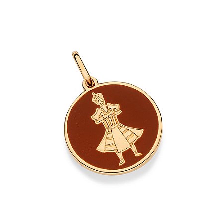 PINGENTE MEDALHA FOLHEADO A OURO XANGÔ COM APLICAÇÃO DE RESINA. MED 3,6CM ROMMANEL 543007