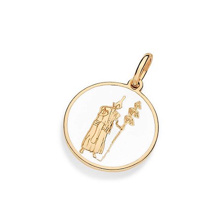 PINGENTE MEDALHA FOLHEADO A OURO OXALÁ COM APLICAÇÃO DE RESINA. MED 3,6CM ROMMANEL 543006