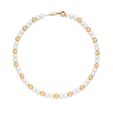 GARGANTILHA FOLHEADO A OURO COM BOLAS E PÉROLAS. MED 45CM ROMMANEL 532692