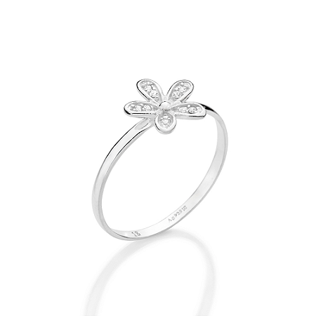ANEL SKINNY FLOR PRATA 925 COM ZIRCÔNIAS ROMMANEL 810433