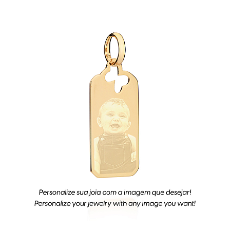 PINGENTE RETANGULAR PERSONALIZÁVEL FOLHEADO A OURO. MED 3,10CM ROMMANEL 543021
