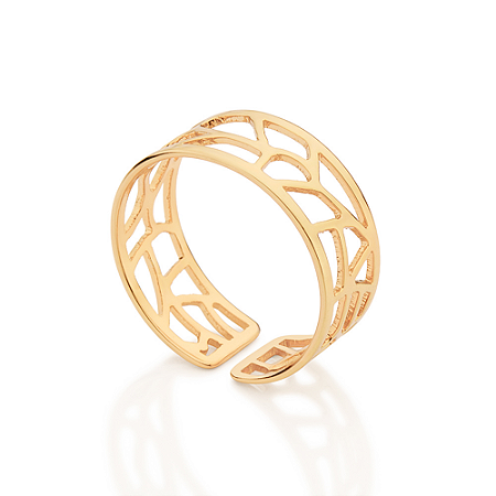 ANEL AJUSTÁVEL ABSTRATO FOLHEADO A OURO ROMMANEL 513683