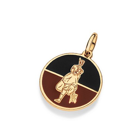 PINGENTE MEDALHA FOLHEADO A OURO EXÚ COM APLICAÇÃO DE RESINA. MED 3,6CM ROMMANEL 543002