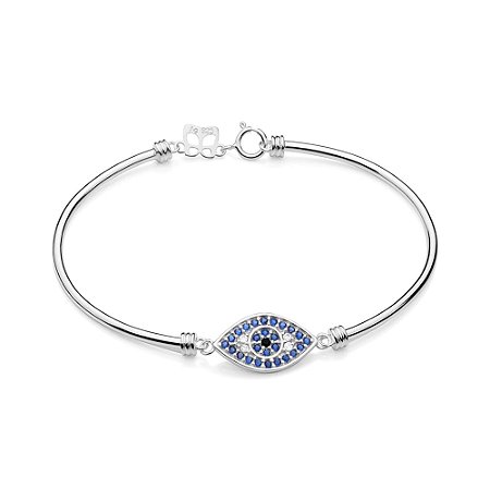 BRACELETE PRATA 925 PINGENTE OLHO GREGO COM ZIRCÔNIA. MED 6CM DE DIÂMETRO ROMMANEL 850141