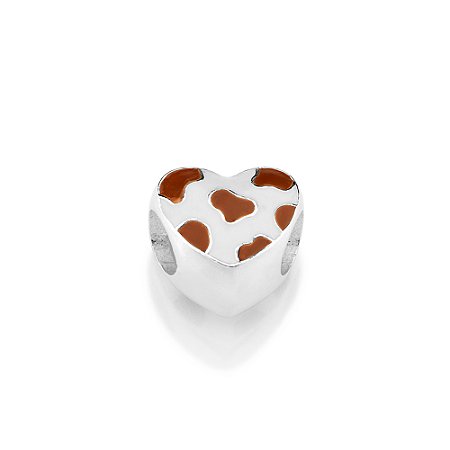 BERLOQUE PASSANTE PRATA 925 CORAÇÃO ANIMAL PRINT COM APLIQUE DE RESINA. MED 0,9CM ROMMANEL 840374