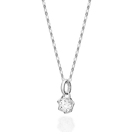 GARGANTILHA PRATA 925 FLOR COM ZIRCÔNIA. MED 45CM ROMMANEL 830173