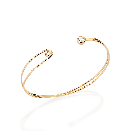 BRACELETE FIO DUPLO FOLHEADO A OURO COM ZIRCÔNIA. MED 6CM ROMMANEL 552271