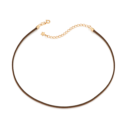 GARGANTILHA CHOKER FOLHEADO A OURO DE COURO SINTÉTICO. MED 42CM ROMMANEL 532698