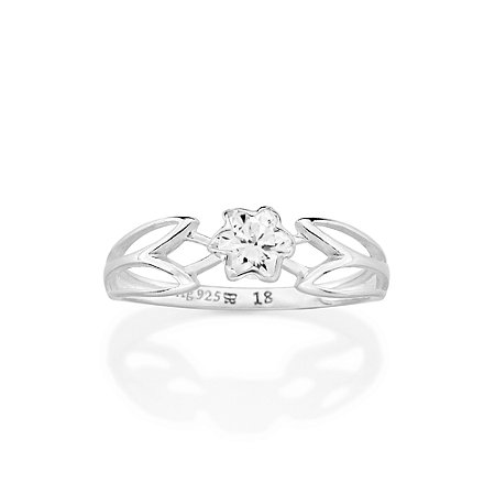 ANEL SOLITÁRIO PRATA 925 FLOR COM ZIRCÔNIA ROMMANEL 810432