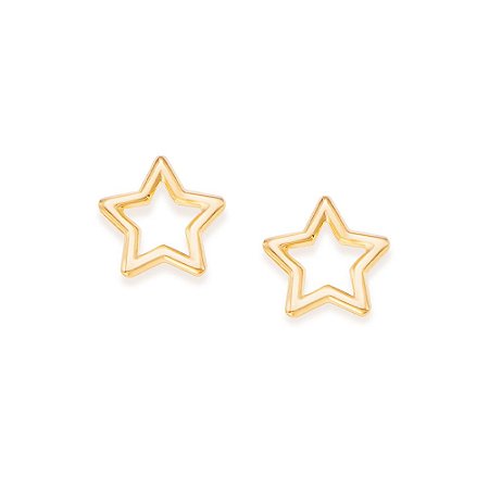 BRINCO FOLHEADO A OURO ESTRELA VAZADA. MED 0,90CM ROMMANEL 526592