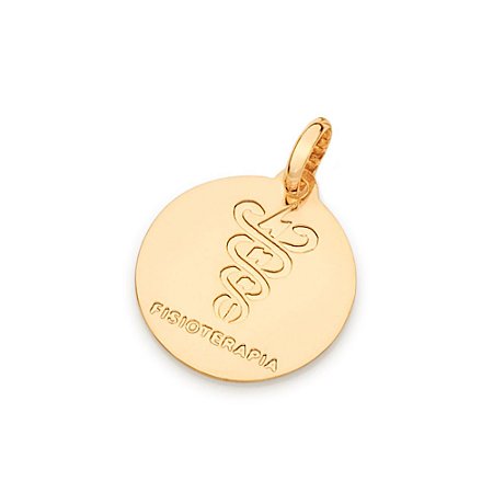 PINGENTE MEDALHA FOLHEADO A OURO PROFISSÃO FISIOTERAPIA. MED 2CM ROMMANEL 542383