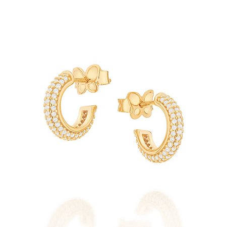 ARGOLA FOLHEADO A OURO COM ZIRCÔNIAS. MED 1,10CM ROMMANEL 526633