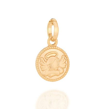 PINGENTE INFANTIL FOLHEADO A OURO MEDALHA ANJO DA GUARDA. MED 1,90CM ROMMANEL 542214